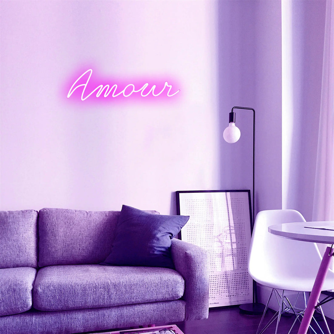 Watch the Amour Neon Sign light up, bringing a glowing expression of love to your home or event.