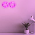 Close-up view of the Infinity Neon Light, featuring a sleek design that symbolizes infinity in bold neon lights.