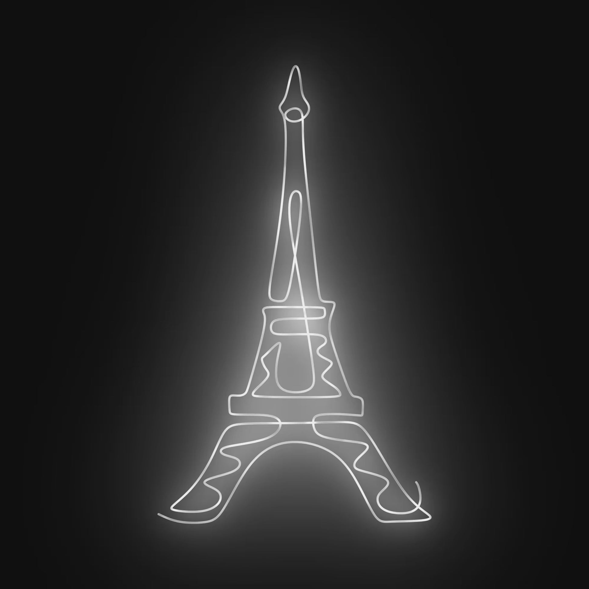 "Video of Eiffel Tower Neon Line Art bringing elegance to a modern room."