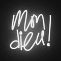 Watch the Mon Dieu! Neon Sign light up, creating a dramatic and bold ambiance in any room.